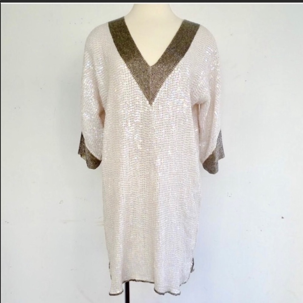 Foley + Corinna White Sequin Shift Dress